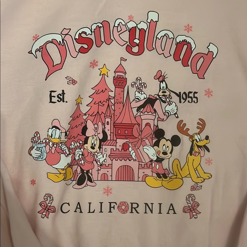 Gildan Pink Crew Neck Sweater with Disney Castle Design - Picture 2 of 5